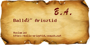 Balló Arisztid névjegykártya